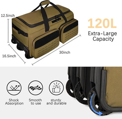Rolling Duffle Bag with Wheels,120L Large Deployment Bag,Waterproof Military Duffle Bags for Tactical Military Deployment Camping