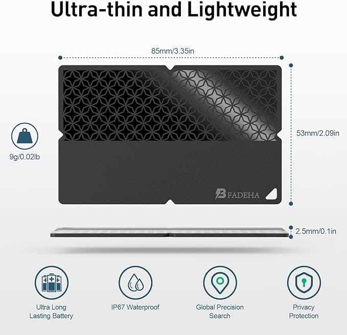 2025 [Apple MFi Certified] (iOS Only) Bluetooth Tracker Smart Card for Apple Find My iPhone Wallet GPS Tracker, 5-10 Years Staying Power, Keys Finder and Item Locator for Keys, Bags, Passport