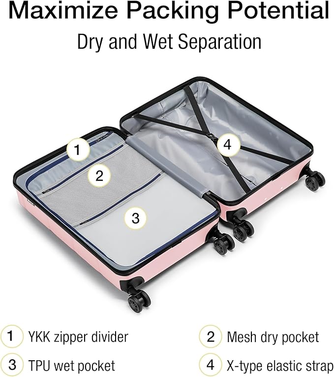 KYME Carry On Luggage 22x14x9 Airline Approved Expandable Hardshell 20 Inch Suitcase with TSA Lock Carry On Suitcase with Wheels Small Travel Rolling Luggage with Cup Holder for Women