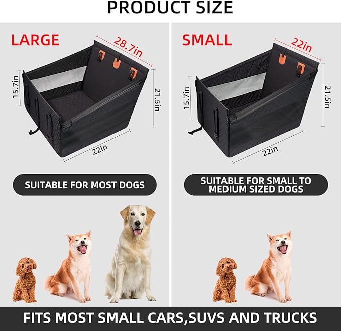 Large Dog Car Seat,Back Seat Extender for Dogs,Waterproof Medium Dog Seat Cover for Backseat, Pet Bed for Car Hammock(Black-L)