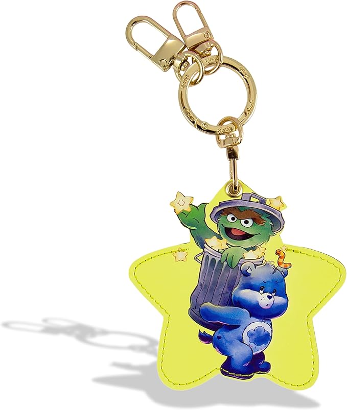 Sonix x Care Bears x Sesame Street Keychain Case Compatible with Apple AirTag | Protective AirTag Cover Keychain Charm | Green/Blue | Grumpy Bear & Oscar the Grouch