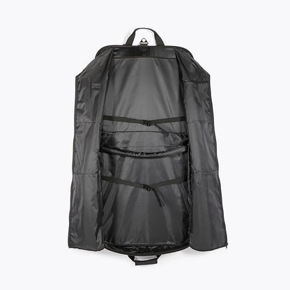 Amazon Basics 43" Premium Garment Bag for Travel, Suit Bag with Shoulder Strap for Suits and Dresses, 1680D Polyester Fabric, Exterior/Interior Pockets, Leather-reinforced Corners, Trifold, Black