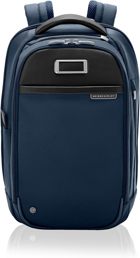 Briggs & Riley Slim Backpack for Women & Men - Laptop Backpack, For Work & Travel, Carry On Size, Lightweight & Durable, Padded Straps, Fits up to 14" Laptop - @work Collection, Navy