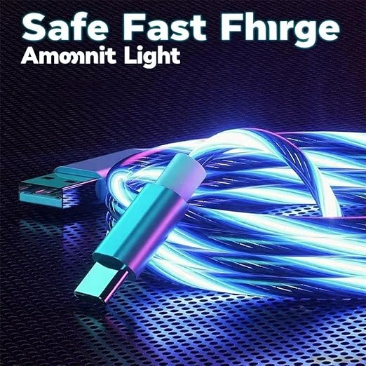 USB Cable PD Fast Charger Lighted Up (USB A to C Blue),Mobile Phone Data Cable, Charging Cable, Supports Data Transfer, 39-inch, TPE Material, Compatible with Almost All Type-C Devices.