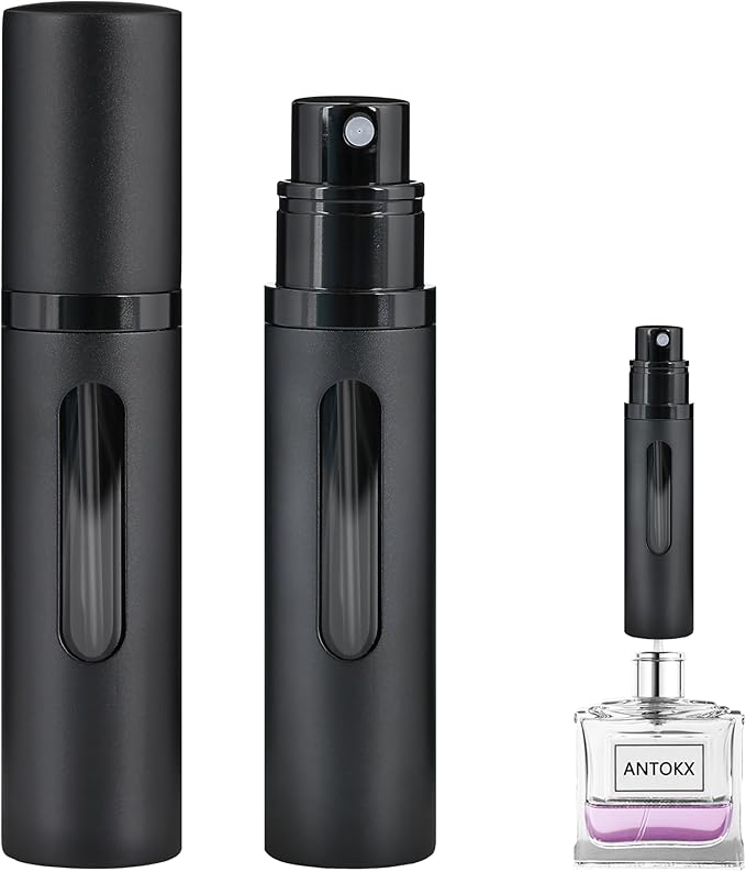 Perfume Travel Refillable Bottle - 5ML Pocket Perfume Atomizer, Travel Perfume Atomizer, Portable Perfume Sprayer for Women and Men (Black)