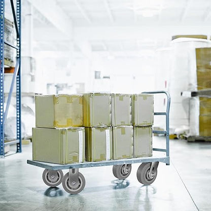5 Inch Rubber Wheels (Flat Tread)- Heavy Duty Casters, Industrial Caster Wheels- with up to 800 LB Capacity- Use for Dollies, Utility and Maintenance Carts(1 Brake)