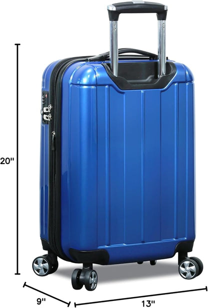World Traveler Contour 20-Inch Carry-On Polycarbonate Hardside Expandable Spinner Luggage with TSA Lock - Blue