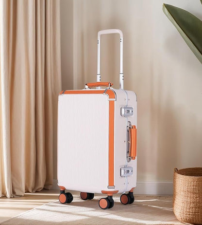 feilario 20in Hardshell Carry-On Luggage, Aluminum Frame Zipperless Suitcase with Brake Wheels, TSA-Accepted Lock & Side Hooks (Beige (zipperless closure), 20in)