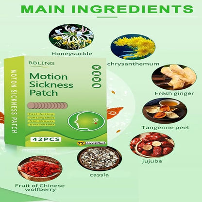 42PCS Motion Sickness Patchs, Sea Sickness Patch for Cruise,Dizziness Resulted from Travel of Cars, Ships, Airplanes (42pcs)