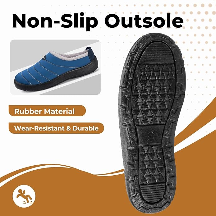 Mishansha Mens Womens House Slippers Warm Fur Lined Winter House Shoes Slip on Cozy Indoor Outdoor Slipper