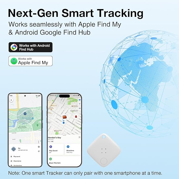 OTIC Smart Tracker Work with Apple Find My & Google Find Hub, for Dual-System Tracking Device Item Finder,Key Luggage Passport,Replaceble Battery (White, 4 Pack)