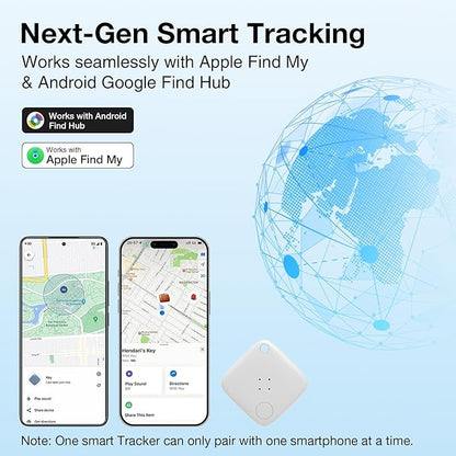 OTIC Smart Tracker Works with Apple Find My (iOS) & Google Find Hub (Android), for Dual-System Tracking Device Item Finder,Key Luggage Passport,Replaceble Battery (White, 2 Pack)