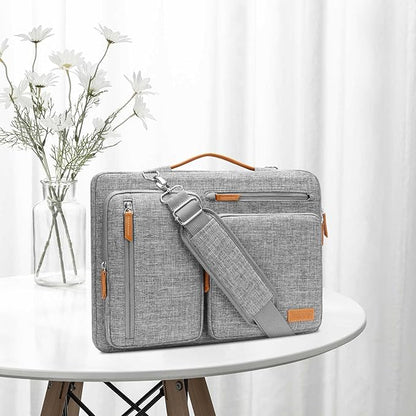 MOSISO 360 Protective Laptop Shoulder Bag,15 inch Computer Bag Compatible with MacBook Air M4 M3 M2/Pro A1990 A1707, Dell XPS Plus,Side Open Messenger Bag with 4 Zipper Pockets&Handle, Gray
