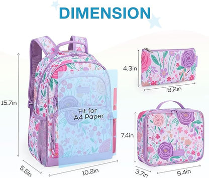 mommore Kids Backpack for Boys Girls Preschool Kindergarten Backpacks Lightweight Elementary School Bookbag with Lunch Box