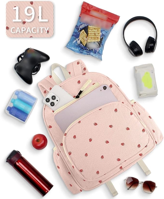 Corduroy Kids Backpack for Girls, Girls Backpack 5-9, Kindergarten Elementary School Bookbag for Girl 15.3" H Fit Folder