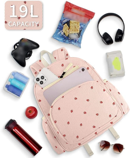 Corduroy Kids Backpack for Girls, Girls Backpack 5-9, Kindergarten Elementary School Bookbag for Girl 15.3" H Fit Folder