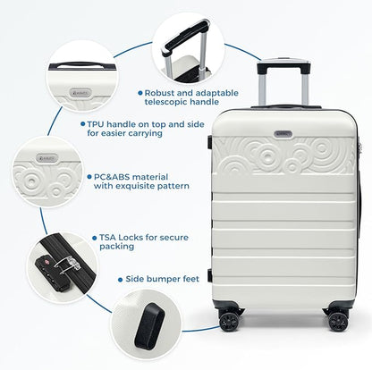 Krute Luggage 28 Inch Suitcase With Spinner Wheels Large Suitcases Lightweight Hard Shell PC ABS TSA Lock Checked Luggages