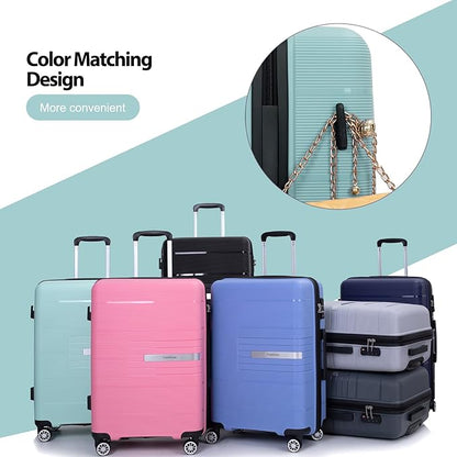 Luggage 3 Piece Sets Suitcase Set with Double Spinner Wheels, Lightweight Carry On Hardside Travel Luggage with TSA Lock, (20/24/28) (Light Green)