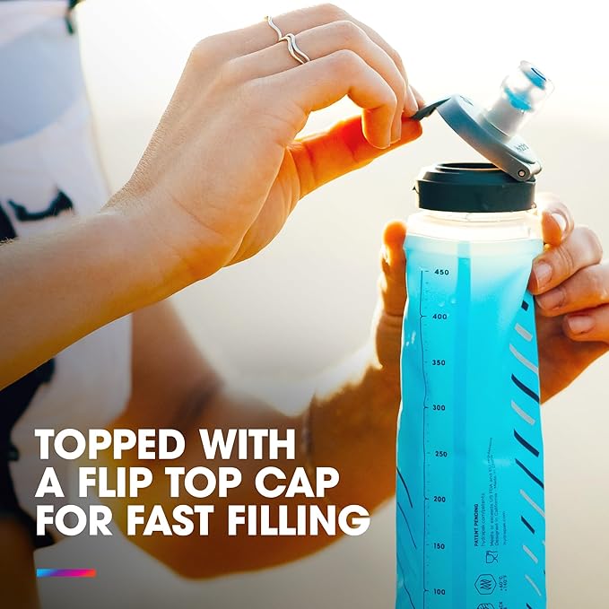 HydraPak SoftFlask Speed 500ml 2-Pack - Compressible Soft Flask Water Bottle, Perfect Fit for Hydration Vests and Running Packs with Easy Open Cap (500ml/17oz)