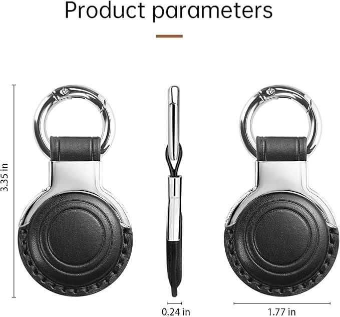 Genuine Leather All-in Package for Airtag Holder Designed for Apple for Airtags Keychains.Compact Design with Key Rings for Added Convenience and Protective Casing for Airtag (Black+Vintage