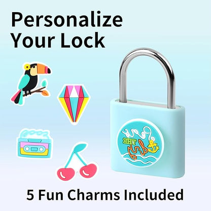 UMIKSMART Biometric Smart Lock, Keyless Fingerprint Padlock with USB Charging,Smart Padlock Gift for Students, Gym Lockers, School Lockers, Luggage, Storage Boxes, Fences, Backpacks, Fun Blue Set