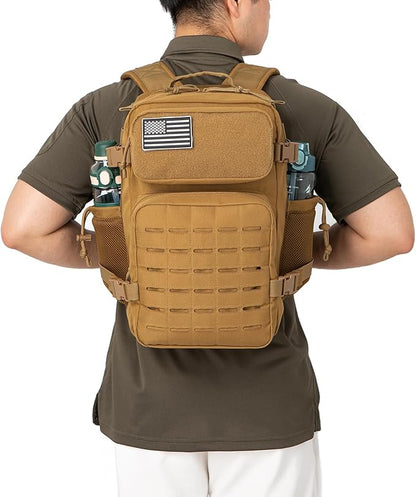 QT&QY 25L/45L Military Tactical Backpack For Men Molle Daypack 3 Day Bug Out Bag Hiking Rucksack With Bottle Holder