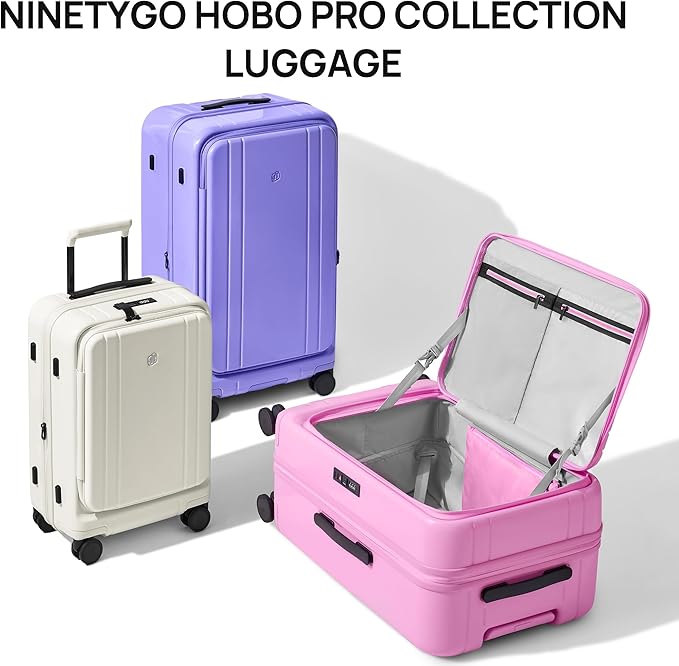 NINETYGO Medium Checked Luggage 24 Inch, Top Opening Luggage Checking In Luggage, Expandable, PC Hard Shell, Larger Capacity Checked, TSA Lock, 360° Spinner Wheels (White)