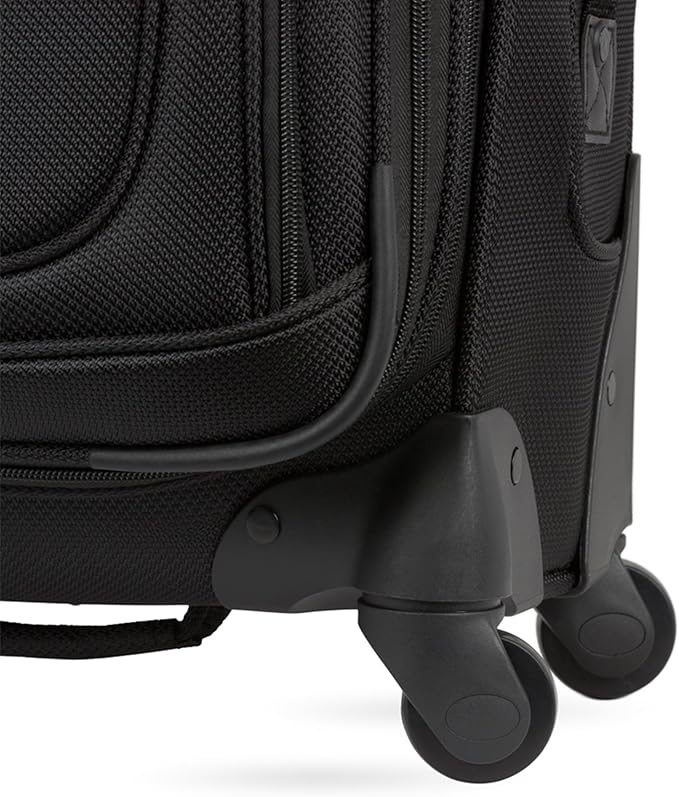 SwissGear Sion Softside Expandable Luggage – Medium Checked Suitcase with 360 Degree Wheels & Retractable Handle – 25 Inch, Perfect for 1-7 Night Trips – Black