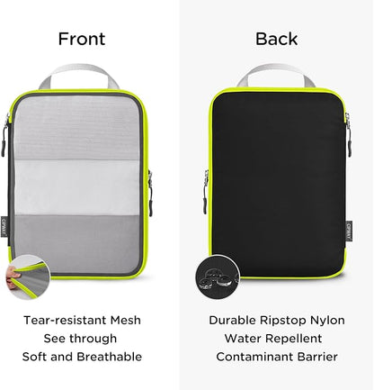 Cipway Compression Packing Cubes Mesh, Lightweight Luggage Organizer Bags with Laundry Bag, Toiletries Bag and Shoe Bag, Travel Essentials for Carry on Suitcase（8 Pcs,Black）