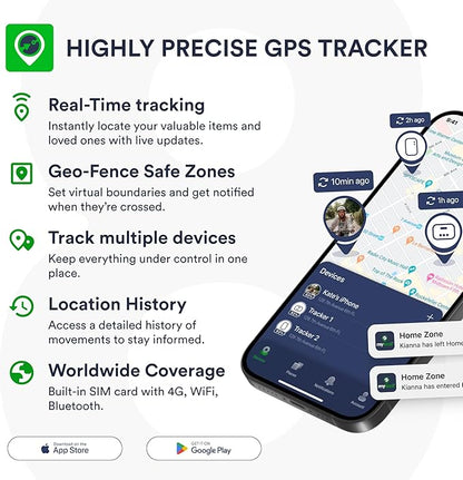 GPS Tracker for Vehicles with Magnet – 4G LTE Real-Time Location Device with App, Long Life Battery – Anti-Theft GPS Tracker for Car, Motorcycle, Scooter, Bike - (12-Mo Subscription Included)