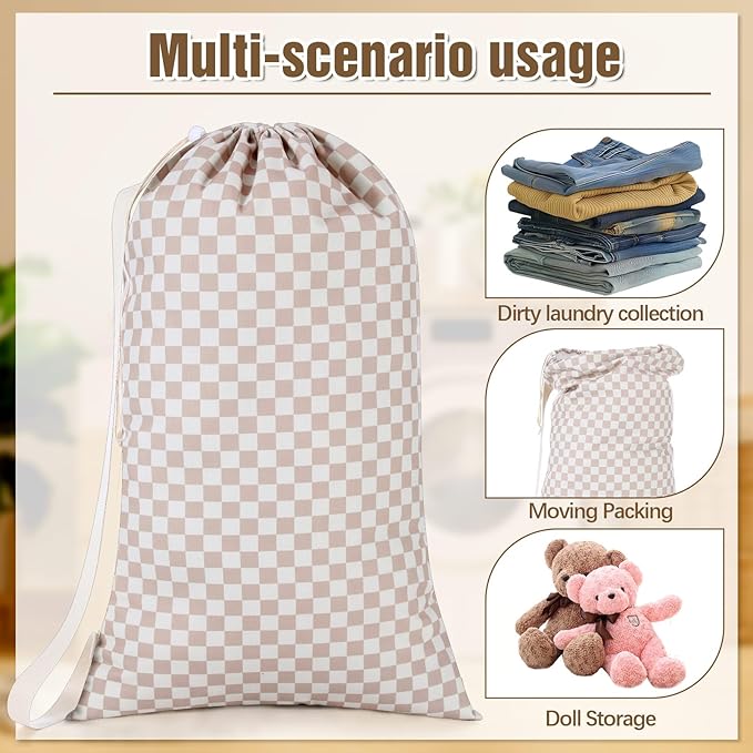 Large Laundry Bag 29" x 18" Double Layer Thickened Clothes Bag with Liner, Drawstring Closure Adjustable Strap, Machine Washable Laundry Sack for College Dorm Travel Apartment Camping