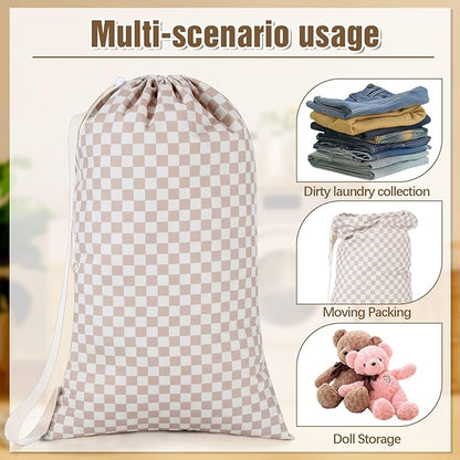 Large Laundry Bag 29" x 18" Double Layer Thickened Clothes Bag with Liner, Drawstring Closure Adjustable Strap, Machine Washable Laundry Sack for College Dorm Travel Apartment Camping
