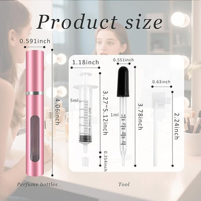 2 Pack Refillable Mini Perfume Atomizer Bottle，Portable Separate Bottles，Travel and Outings Spray Boxes Dispensers 5ml/0.2oz (Pink)