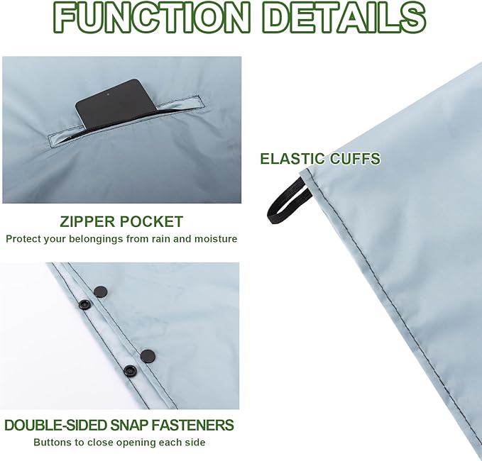 Hooded Rain Ponchos for Adult - Rain Coat and Rain Jacket with Waterproof Pocket and Zipper