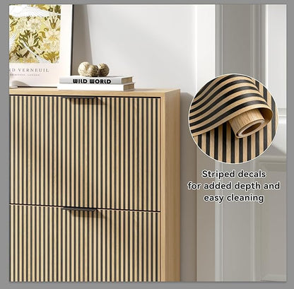 Shoe Cabinet with 3 Flip Drawers, Narrow Wood Shoe Cabinet Storage for Entryway, Freestanding Hidden Shoe Organizer Rack Cabinet for Hallway