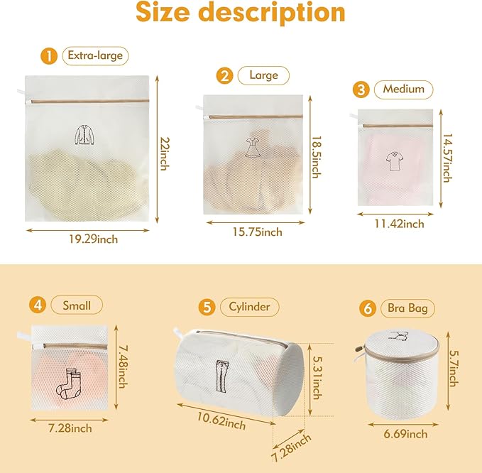 6-Piece Bag/Double-layer thickened mesh laundry bag/Essential items at home/Exquisite laundry bags suitable for clothes, trousers, socks and underwear