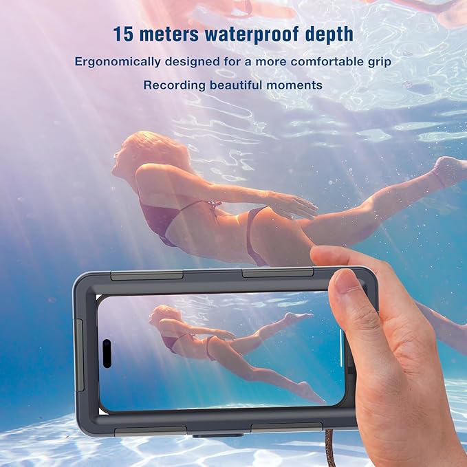 2026Underwater Snorkeling Diving Phone Case for iPhone 16/15/14/13/12/ Pro Max Galaxy S24/S23/S22.[50ft/15m] Professional Scuba Dive Waterproof Case Underwater Photo Video Cover Orange