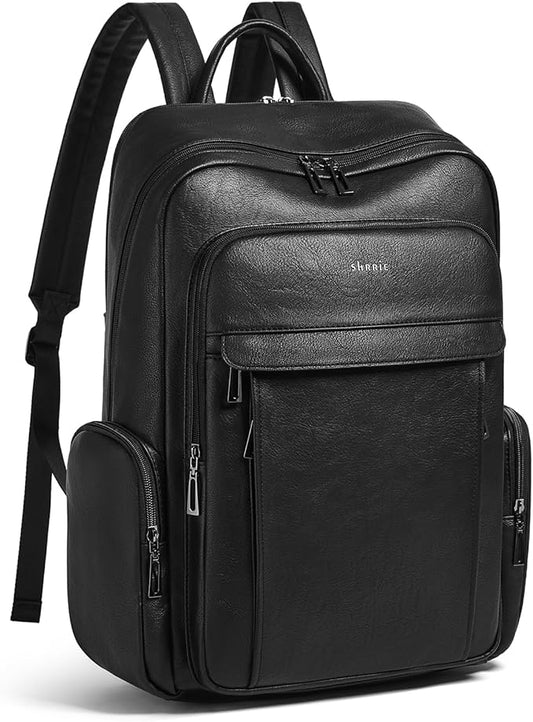 Shrrie Leather Laptop Backpack for Women with 17 inch Computer Backpack Purse for Travel College Work