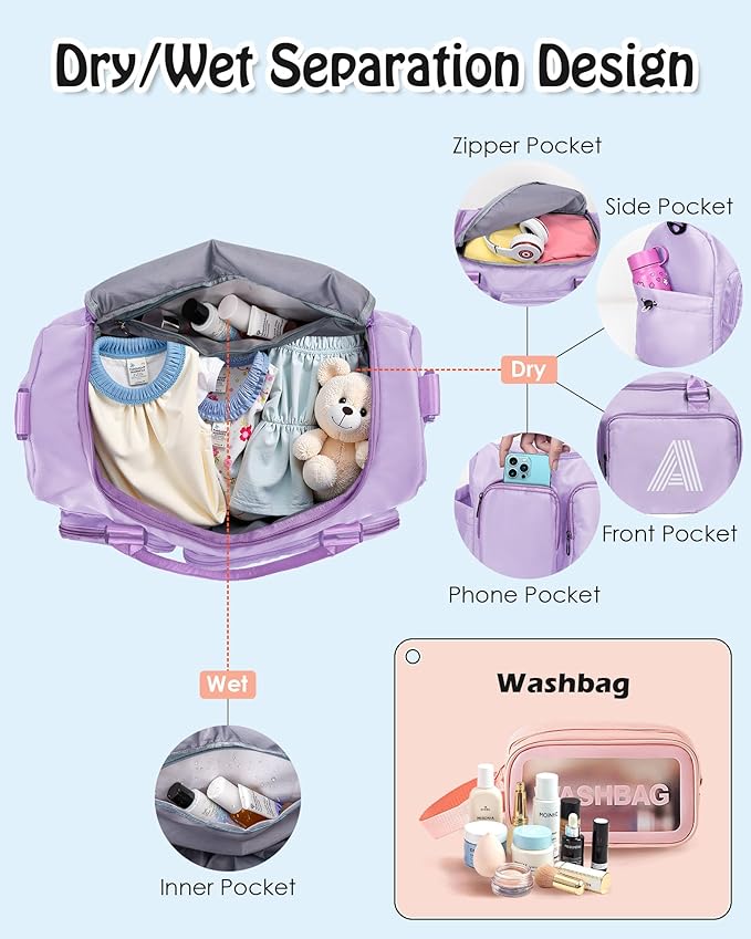 Gifts Teen Girl Gift, Initial Travel Duffle Bag, Duffel Bags, Personalized Weekender bags, Lilac purple-E