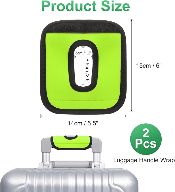 uxcell Luggage Handle Wrap, 2 Pcs Hollow Neoprene Handbag Grip Cover Protector Luggage Identifiers Suitcase Handle Wraps for Luggage Suitcase Travel Bags, Grass Green