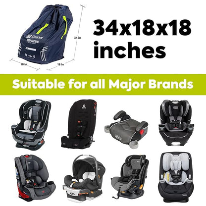 Infant Car Seat Travel Bag for Airplane - Durable Gate Check Bag for Car Seats that fits easily on Convertible Car Seats, Infant Carriers & Booster Seats (Hand Carry Bag, Blue)