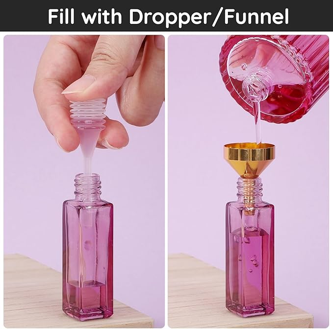 Segbeauty 8pcs 0.34oz Perfume Decanter Kit Dispenser with Extractor for Perfumes Transfer, 10ml Perfume Refill Tool Kit, Plastic Purple Decanters for Perfumes Refillable Colognes Making Set Tool