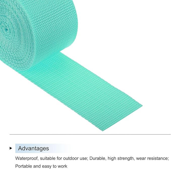 MECCANIXITY Lightweight Polypropylene Webbing Strap 2" 5 Yard Backpack Strapping Band Turquoise Green for Outdoor Luggage Cargo Straps