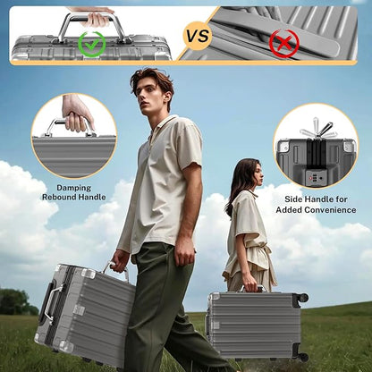 Krute Zipperless Luggage 24 Inch Aluminum Frame Suitcase with Spinner Wheels PC+ABS Hardide Checked Luggage TSA Approved