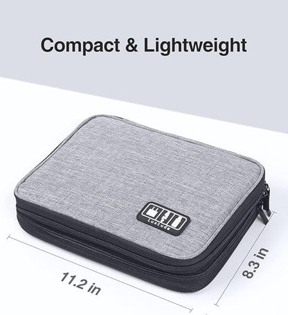 Luxtude Travel Cord Organizer Case, Electronic Organizer Travel Case Large, Portable Cable Organizers Bag, Flat Tech Bag for Cable Storage/Cord Storage/iPad Pro(up to 11")/Wall Charger/Electronics