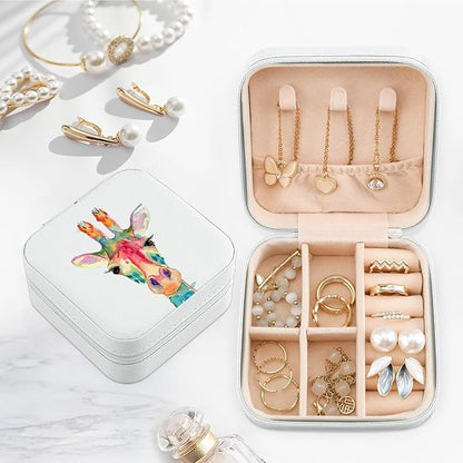 MAYCARI Jewelry Box with Cute Giraffe Pattern Design, PU Leather Jewelry Travel Organizer Case-Rings/Earrings/Necklace Storage Box for Women Birthday Mom Friends Her Bridesmaids Girls Teenage s