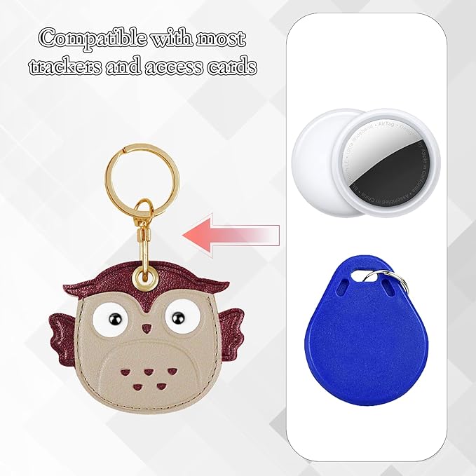Leather Keychain Case Holder Compatible with Apple AirTag, GPS Airtag Keychain Finder Tracker with Key Ring, Anti-Scratch Protective Air Tag Cover