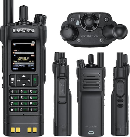 BAOFENG DM32 DMR Handheld Radio with USB-C Charging, GPS, 10W Long Range Walkie Talkie for Emergency Rescue & Outdoor Sports DM-32UV (1 Pack Black+Back Clip)