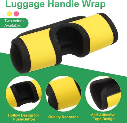 uxcell Luggage Handle Wrap, 2 Pcs Hollow Neoprene Handbag Grip Cover Protector Luggage Identifiers Suitcase Handle Wraps for Luggage Suitcase Travel Bags, Yellow/Pink