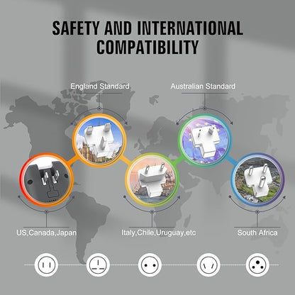 Voltage Converter Us to Europe, 220v to 110v Power Converter Combo, European Plug Converter 2300w Travel Adapter Worldwide, Step Down European, Travel Adapter Worldwide.
